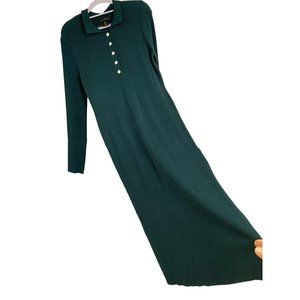 House of Harlow 1960 Midi Sweater Rib Dress XLarge Henley Neck Collared 6528